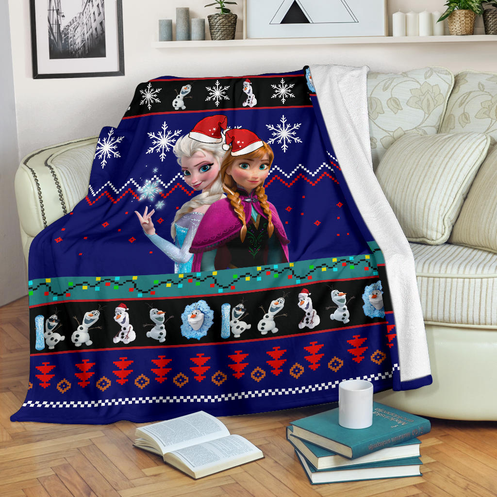 Blue Frozen Christmas Blanket Amazing Gift Idea