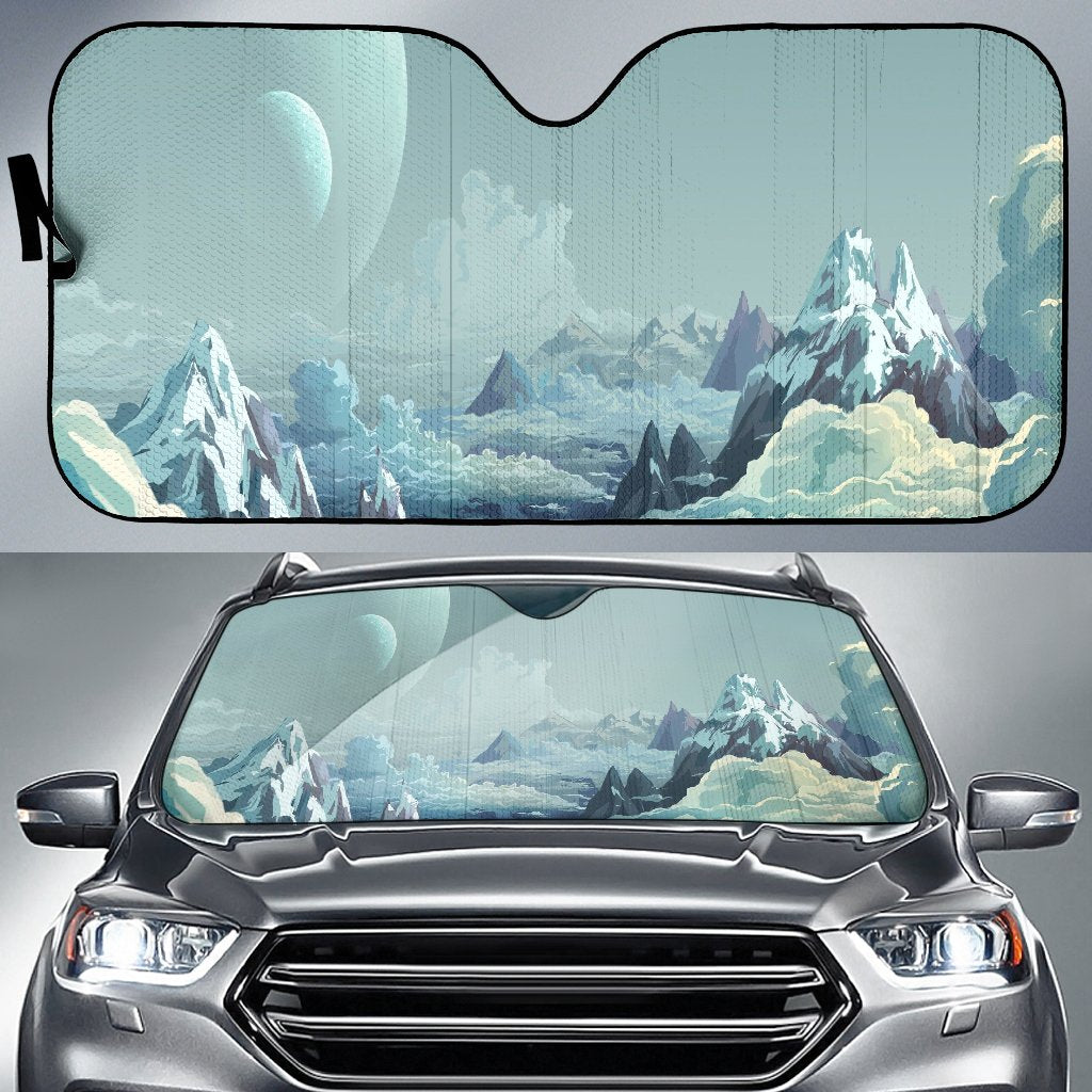 Mountain With Whit Clouds Sun Shade Gift Ideas 2022