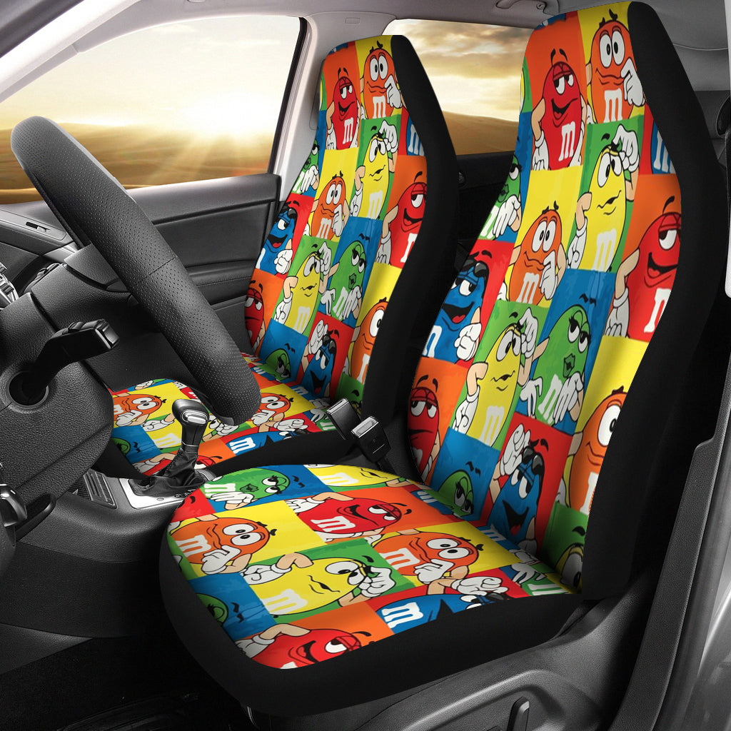 M&M Chocolate Pattern Car Seat Covers Car Accessories Decoration