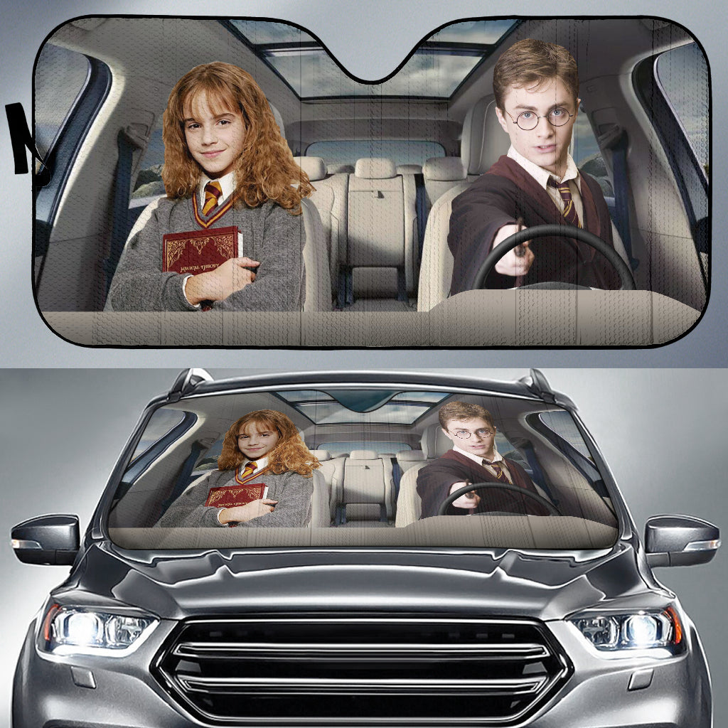 Hermione Granger And Harry Potter Driving Auto Sun Shade