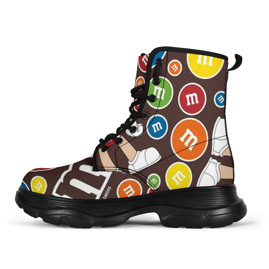 M&M Chocolate Pattern Chunky Boots