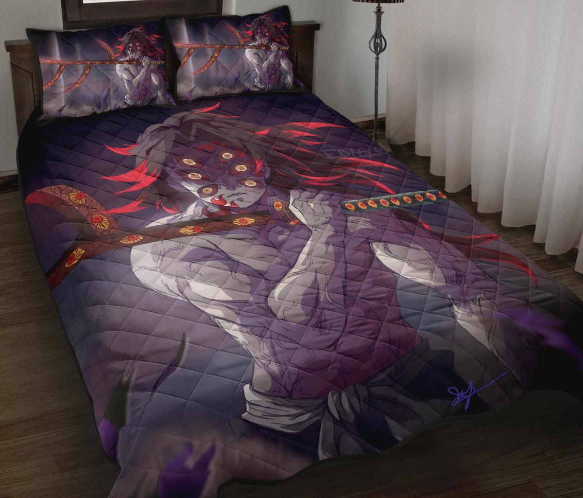 Kokushibou Demon Slayer Anime Quilt Bed Set Pillow Case Amazing Decor Gift Ideas 1