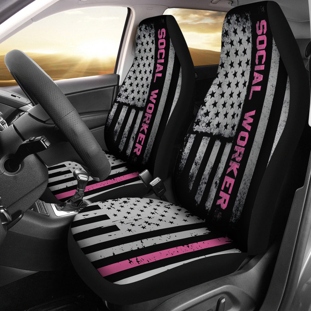 Social Worker Us Flag Car Seat Covers