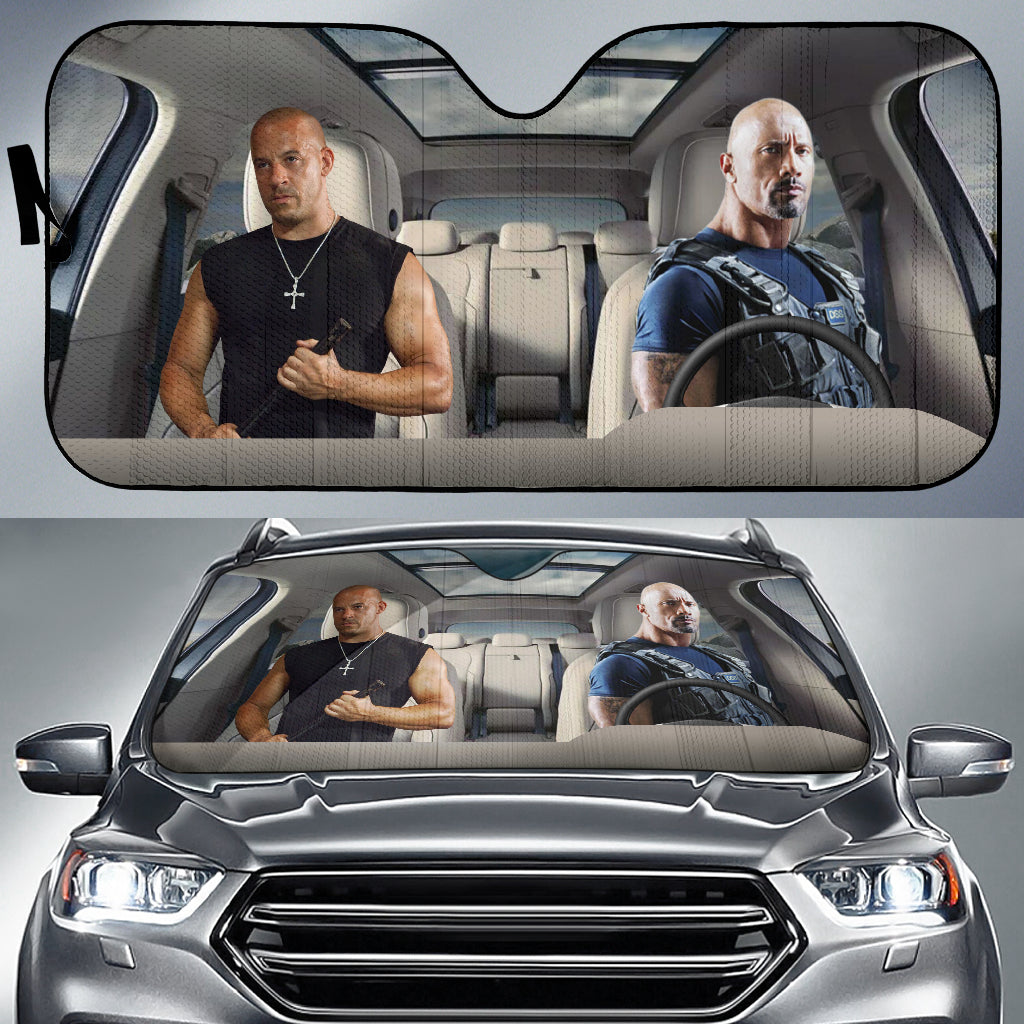 Dominic Toretto And Luke Hobbs The Fast And The Furious Driving Auto Sun Shade