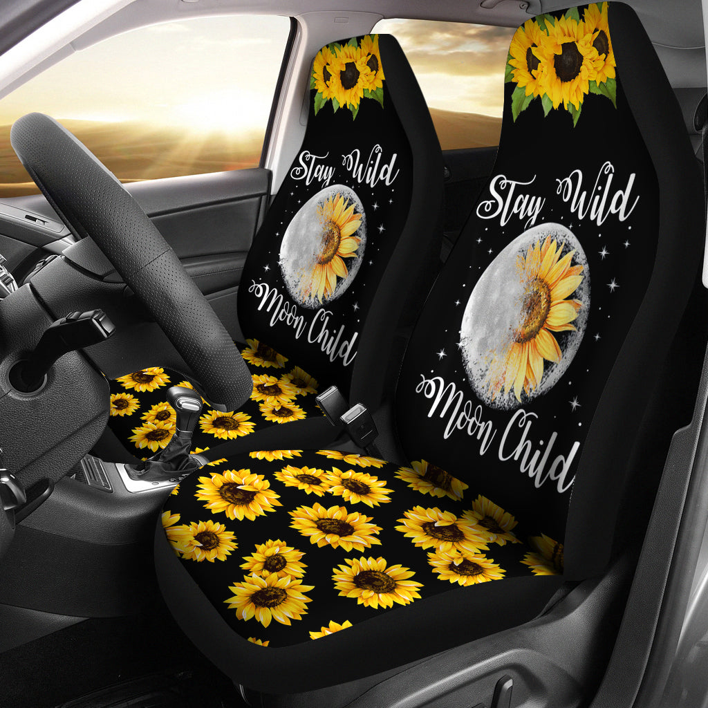 Stay Wild Moon Child Hippie Sunflower Car Seat Covers