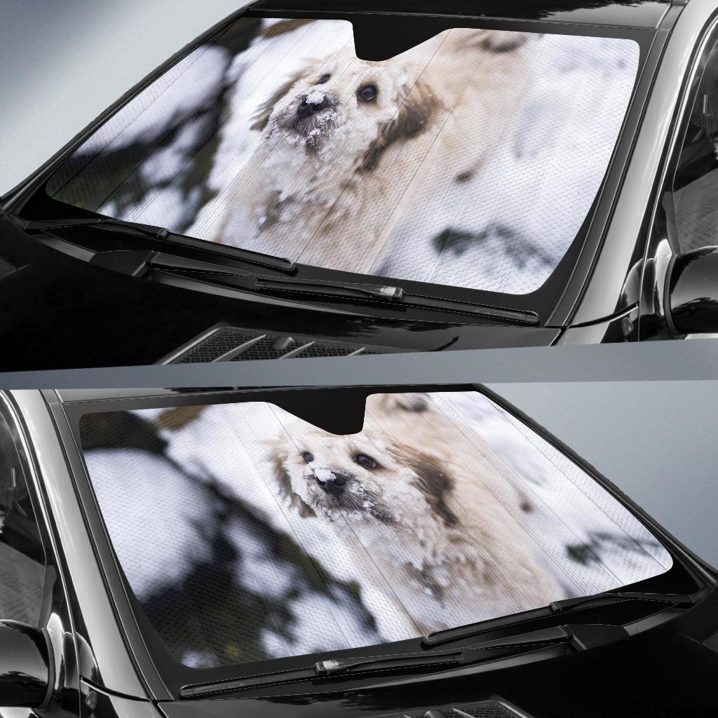 Cute Dog Puppy Snow Winter 5K Car Sun Shade Gift Ideas 2022