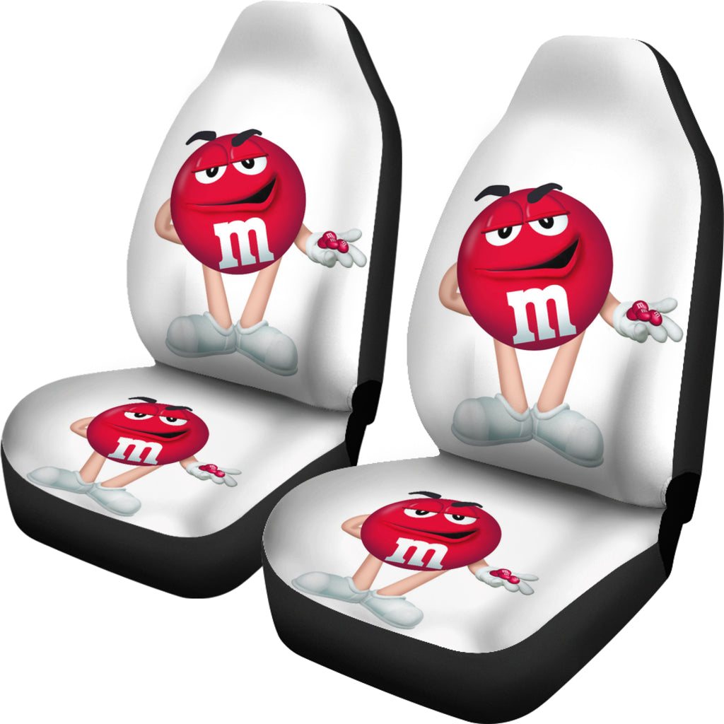 Red M&M Chocolate Car Seat Covers Car Accessories Decoration