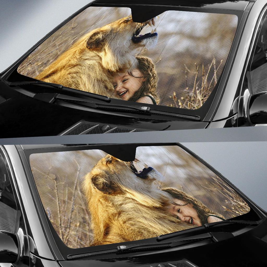 Lion Cute Child 4K Car Sun Shade Gift Ideas 2022