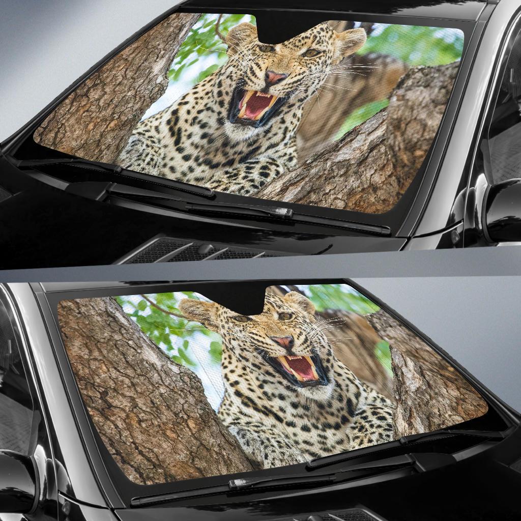 Leopard Yelling Hd Car Sun Shade Gift Ideas 2022