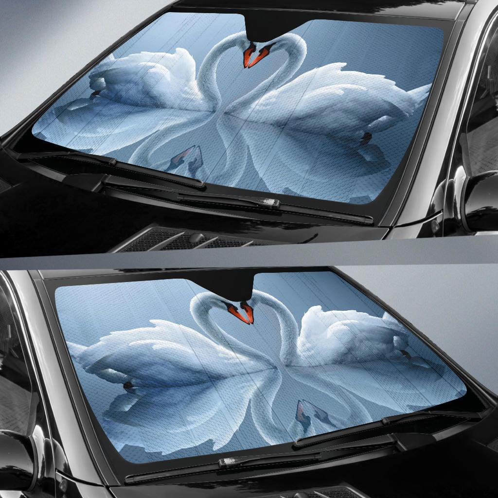 Swans Love Heart Romantic Swans Lovebirds Pair Hd Car Sun Shade Gift Ideas 2022