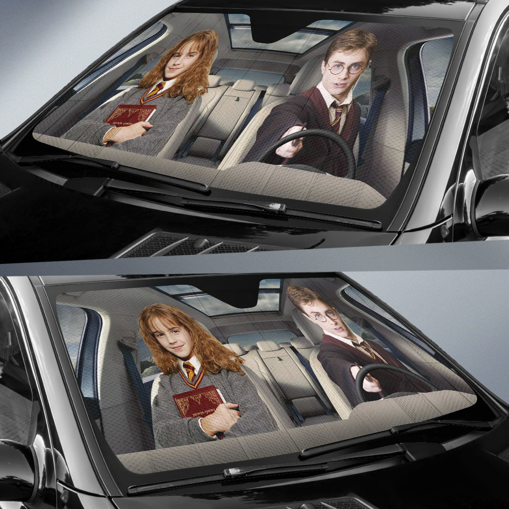 Hermione Granger And Harry Potter Driving Auto Sun Shade