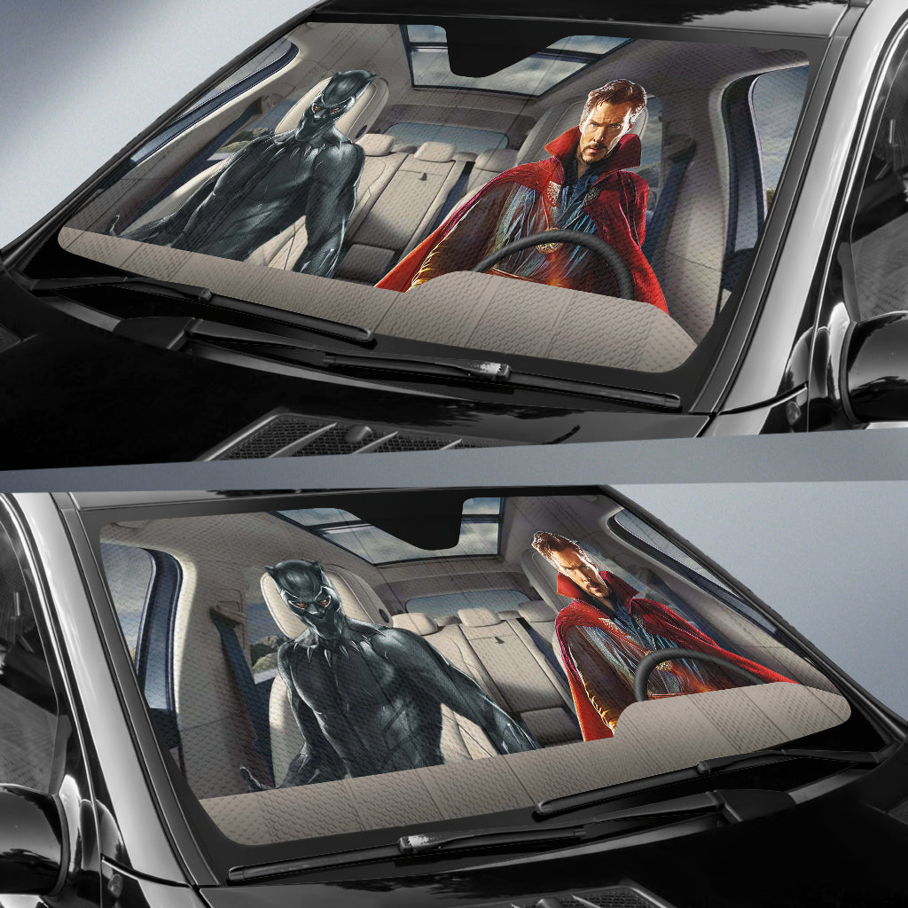 Dr. Strange And Black Panther Auto Sun Shade