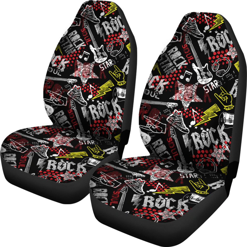 Rock Music Pattern With Guitar Car Seat Covers