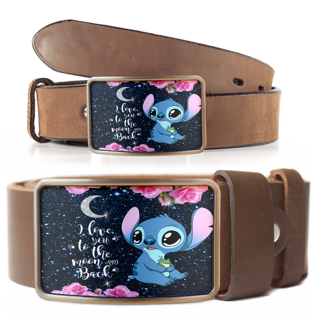 Stitch big eyes love you to the moon flower Belt Buckle 2021