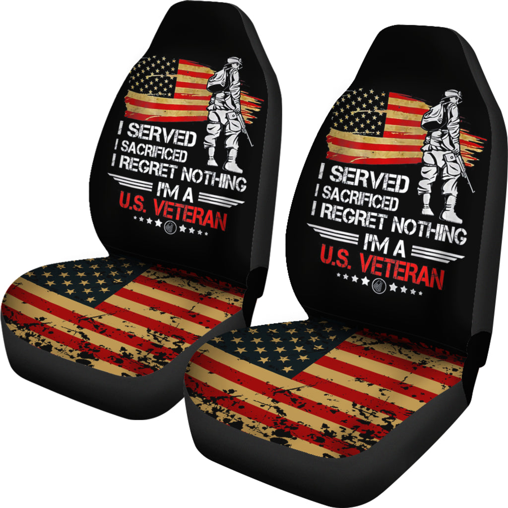 Us Proud Army Veteran Gifts I'M A U.S Veteran American Flag Car Seat Covers