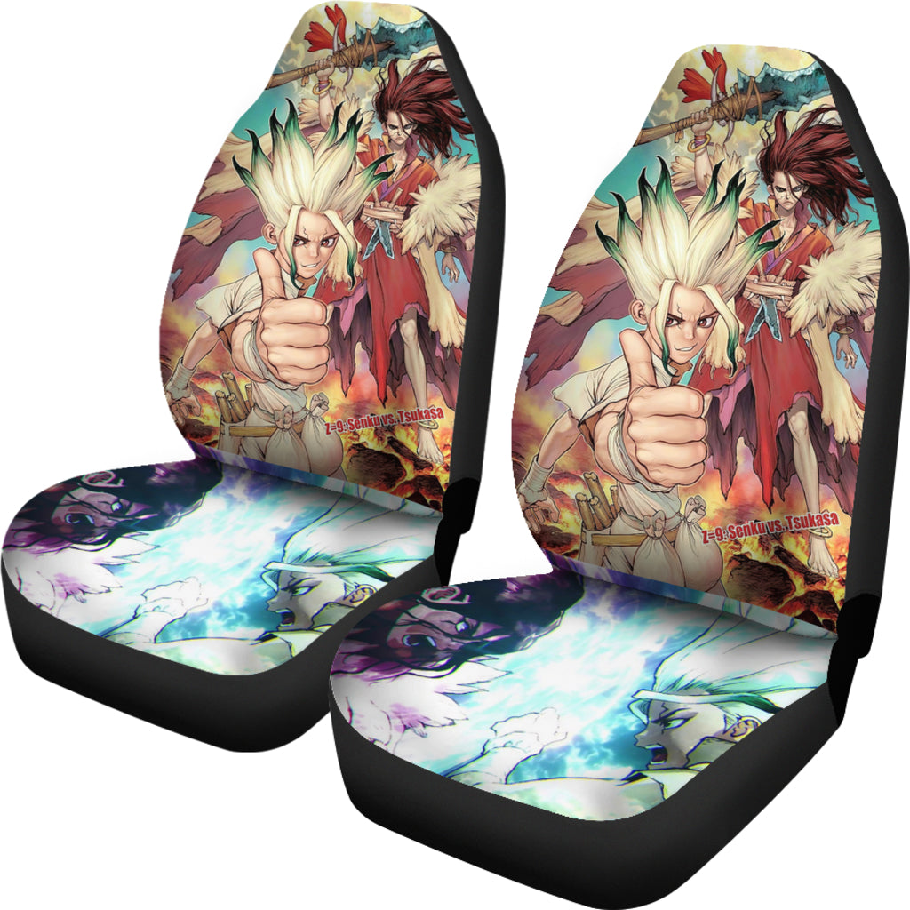 Senku And Tsukasa Dr. Stone Stone Wars Car Seat Covers Gift For Fan Anime