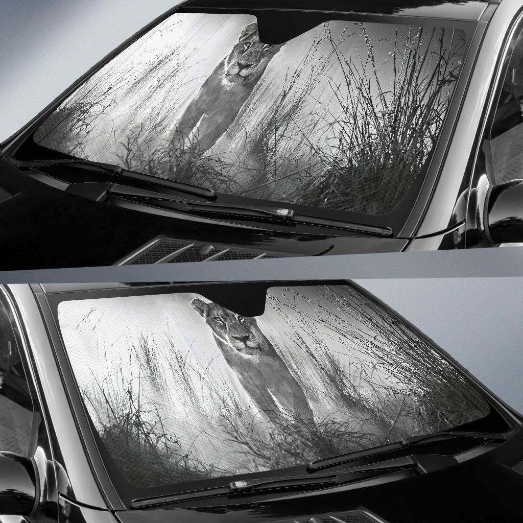 Lioness Female Lion 4K Car Sun Shade Gift Ideas 2021