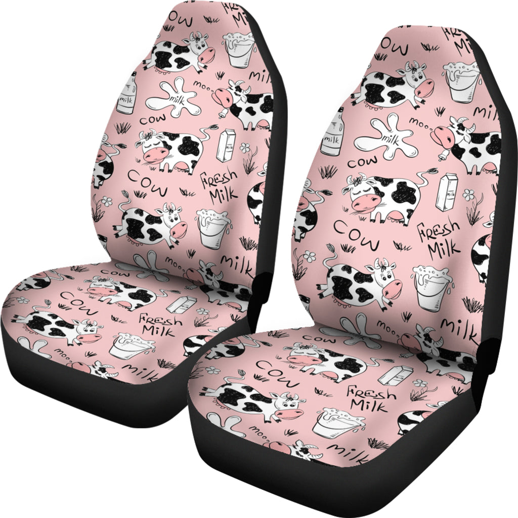 Pink Funny Cow Print Car Seat