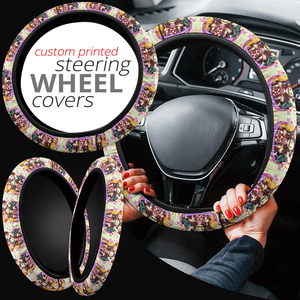 Chipi Demon Slayer Anime Car Steering Wheel Cover 2