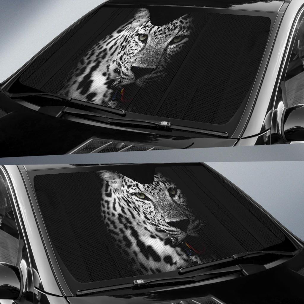 Leopard Dark Background Hd 4K Car Sun Shade Gift Ideas 2022