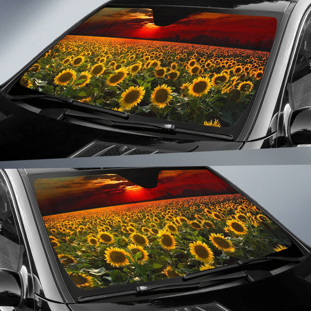 Sunflower Art Car Auto Sun Shades Windshield Accessories Decor Gift