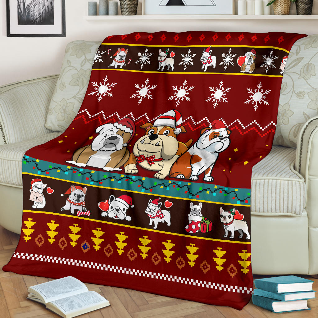 Bulldog Christmas Blanket Amazing Gift Idea