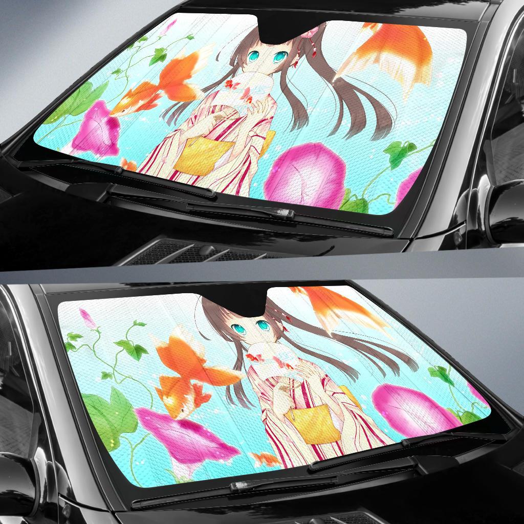 Anime Girl Blue Eyes Hd Car Sun Shade Gift Ideas 2022