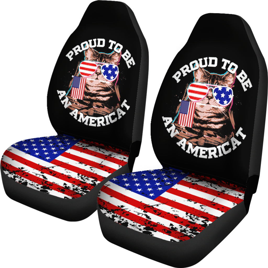 Cat Us Flag Sunglasses Proud To Be An Americat Car Seat Covers