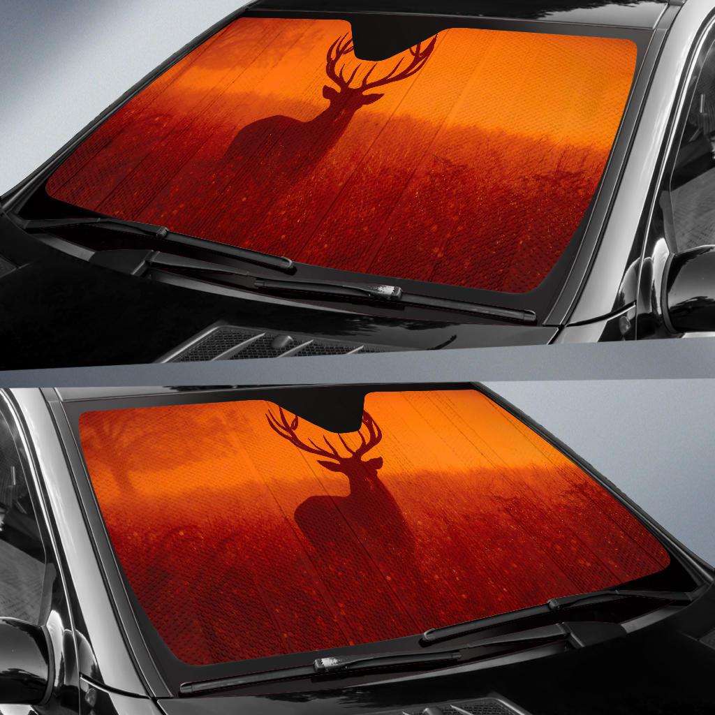 Reindeer Silhouette Foggy Mist 4K Car Sun Shade Gift Ideas 2022