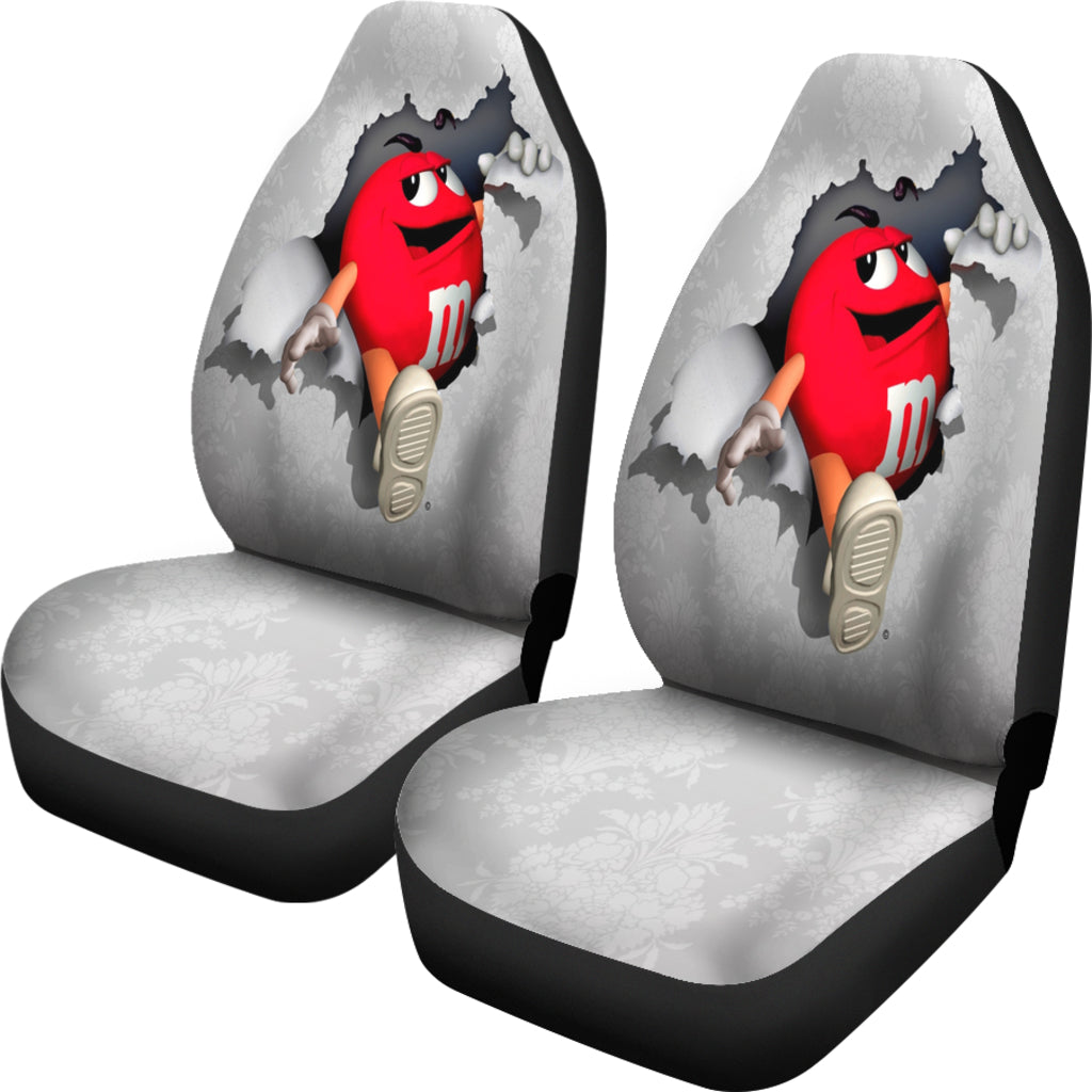 Red M&M Chocolate Car Seat Covers Car Accessories Decoration