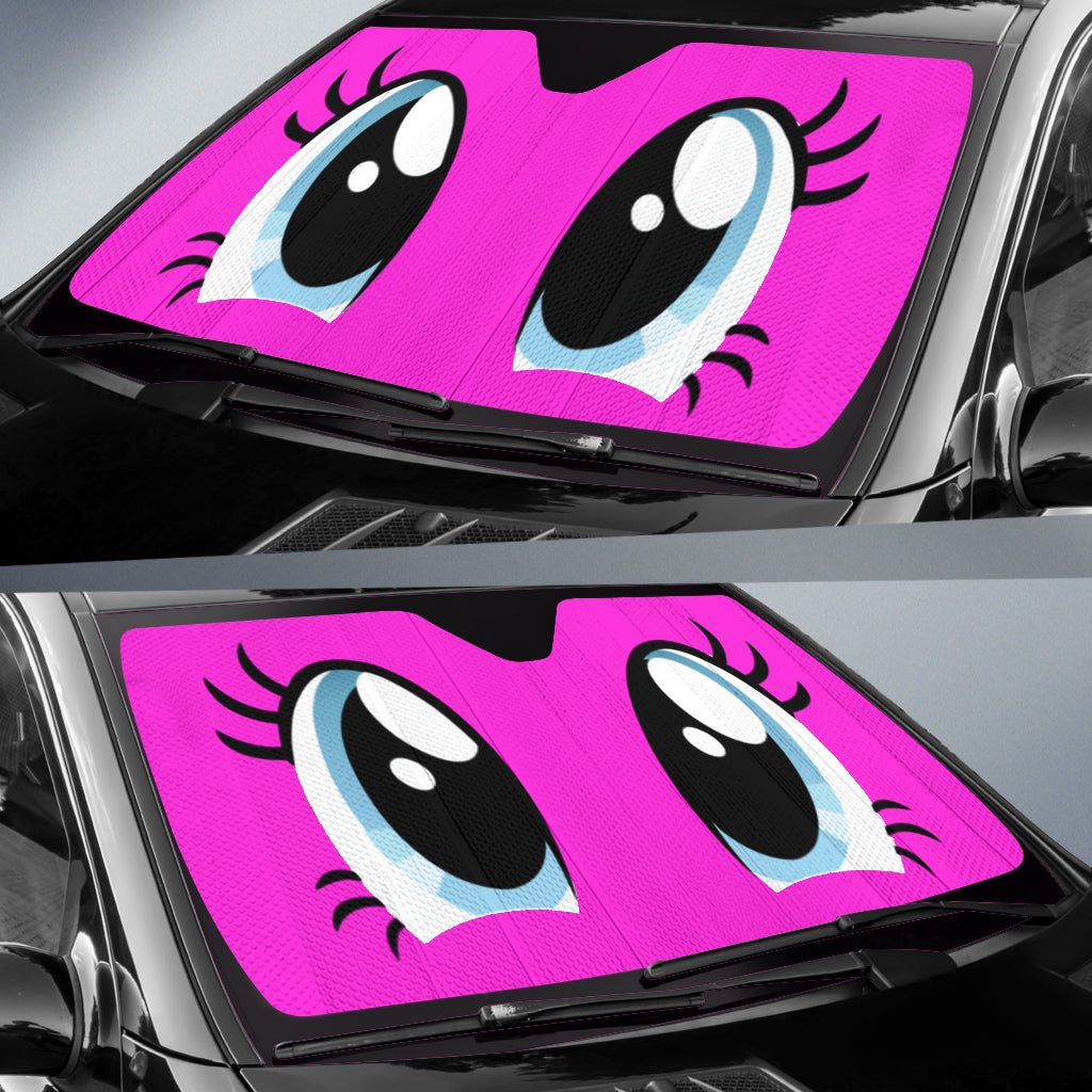 Cartoon Lady Eyes Pink Anime Car Auto Sun Shades Windshield Accessories Decor Gift