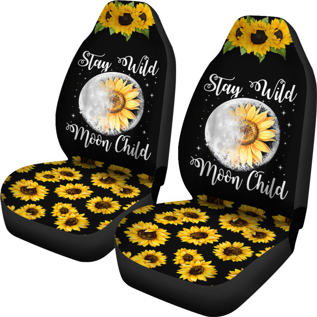 Stay Wild Moon Child Hippie Sunflower Car Seat Covers