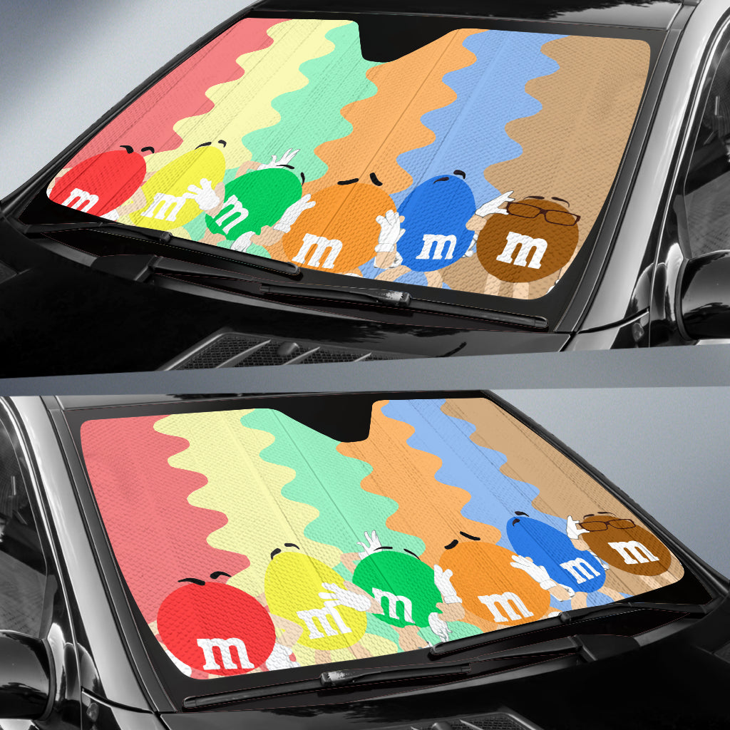 M&M Choco Illustration Auto Sun Shades