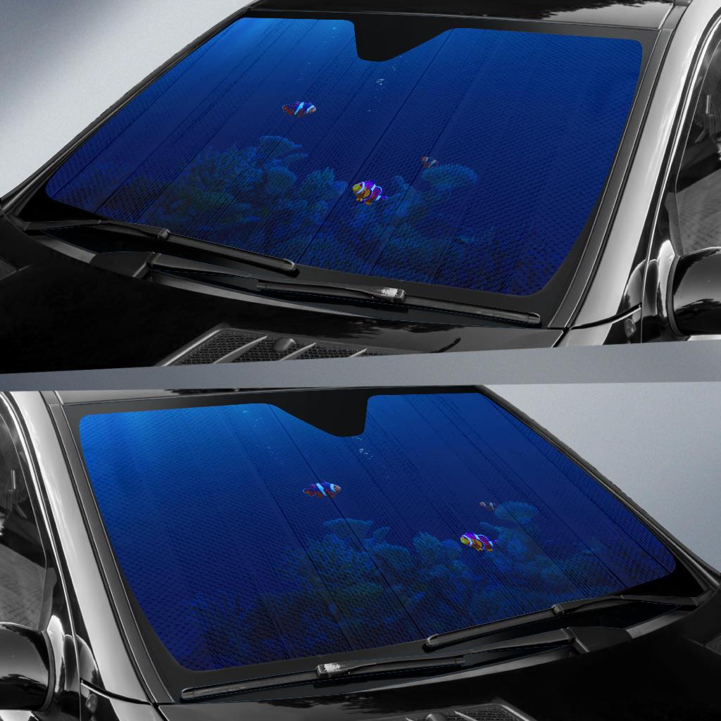 Underwater Fishes Coral Reef Under The Sea Blue Honor 2022 Car Sun Shade Gift Ideas 2022