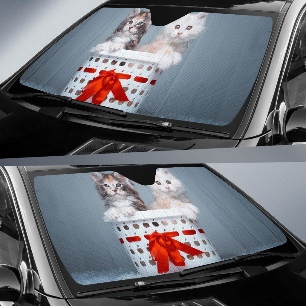 Maine Coon Cats Cute Kittens 4K 5K Car Sun Shade Gift Ideas 2021