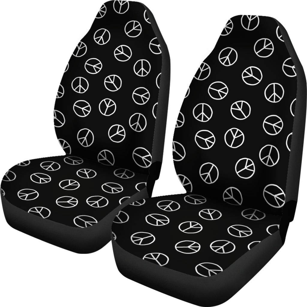 Pacifistic Sign Pattern In Doodle Style Car Seat Covers