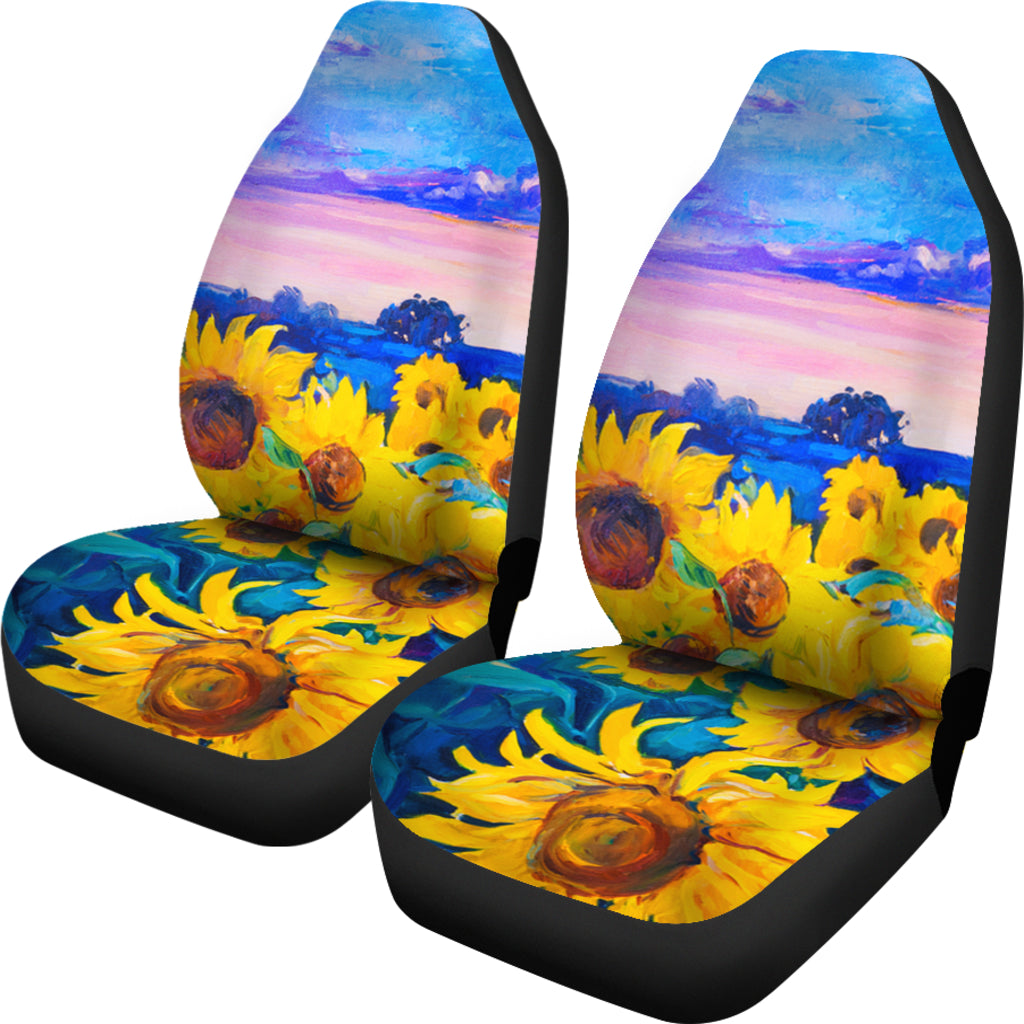 Painting Sunflower Hd Car Seat Covers