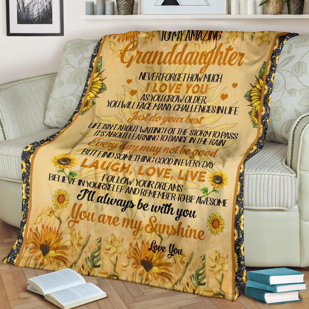 Sunflower Quilt Granddaughter Premium Blanket