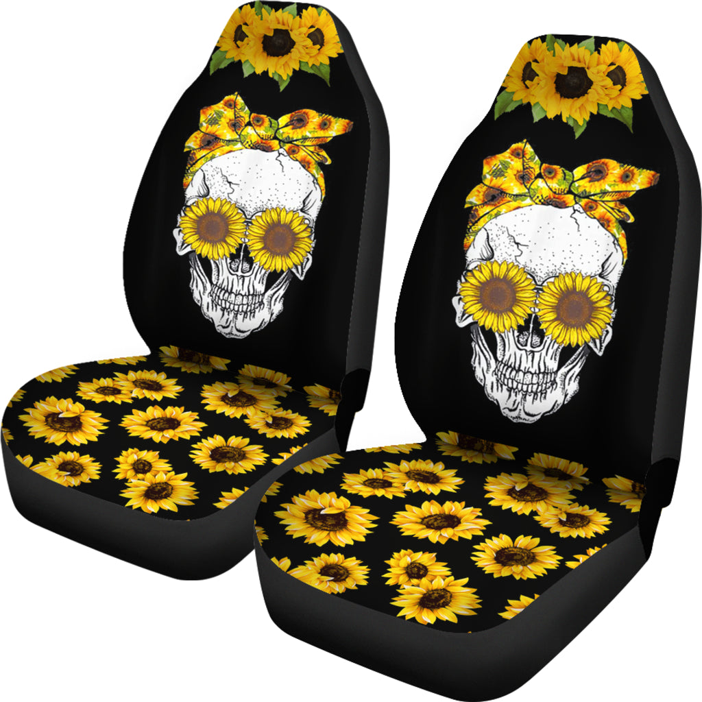 Skull Sunflower Floral Flowers Seat Covers