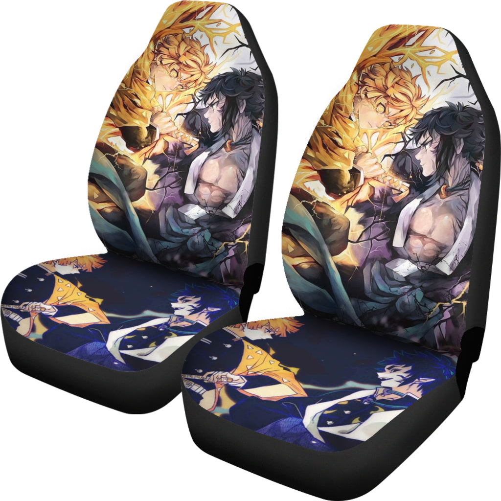 Zenitsu Agatsuma And Kaigaku Demon Slayer Car Seat Covers Gift For Fan Anime