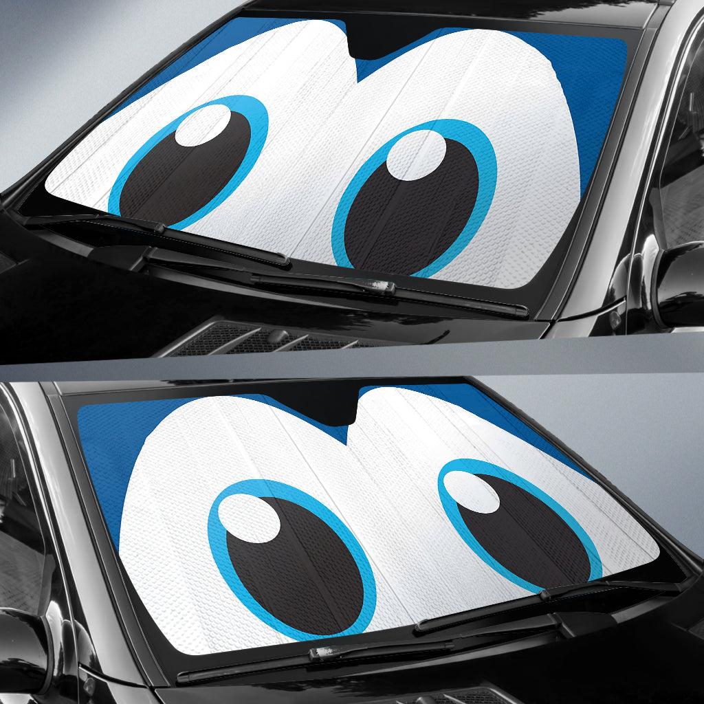 Blue Boy Eyes Cartoon Funny Car Auto Sun Shades Windshield Accessories Decor Gift