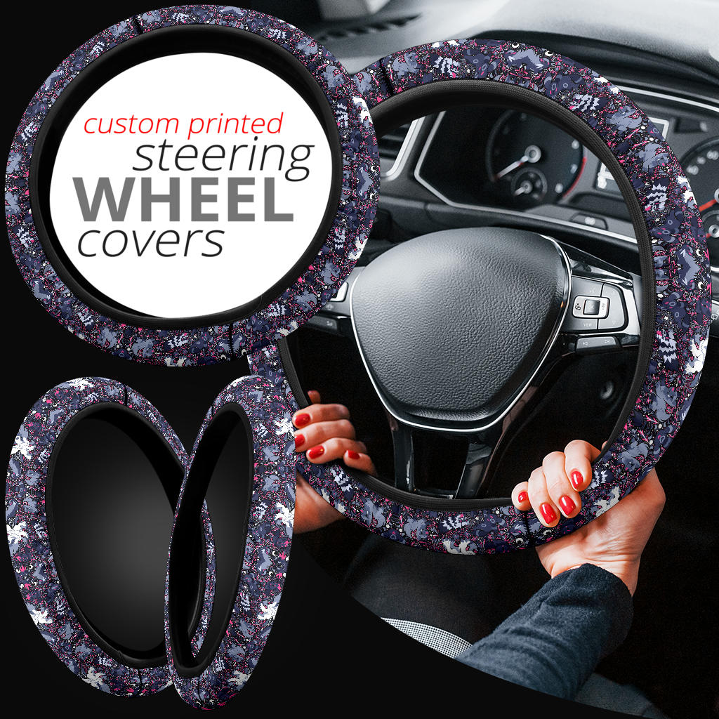 Pattern Pokemon Black Luxury Car Steering Wheel Cover