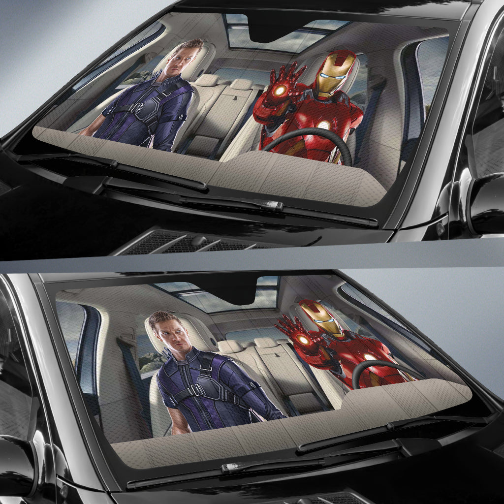 Clint Barton And Iron Man Auto Sun Shade