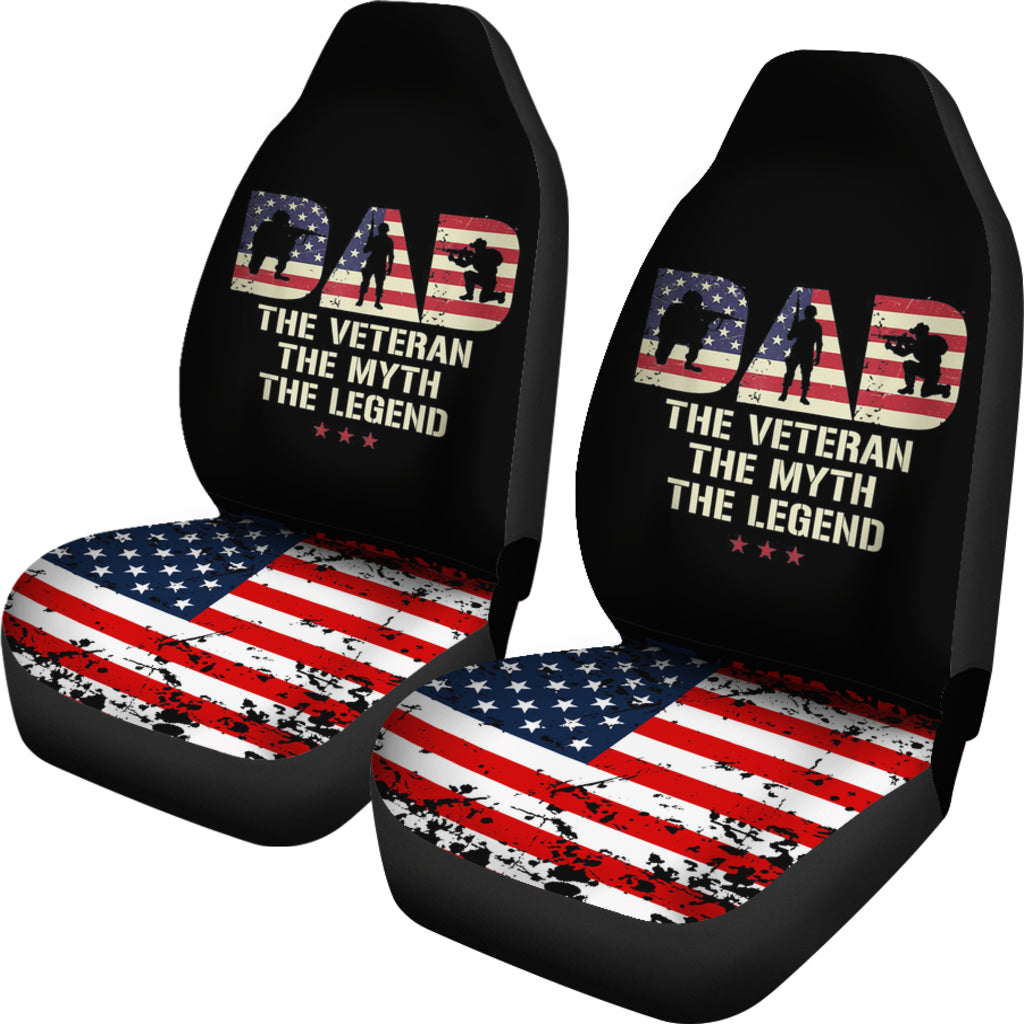 Dad The Veteran Myth Legend Us Flag Car Seat Covers