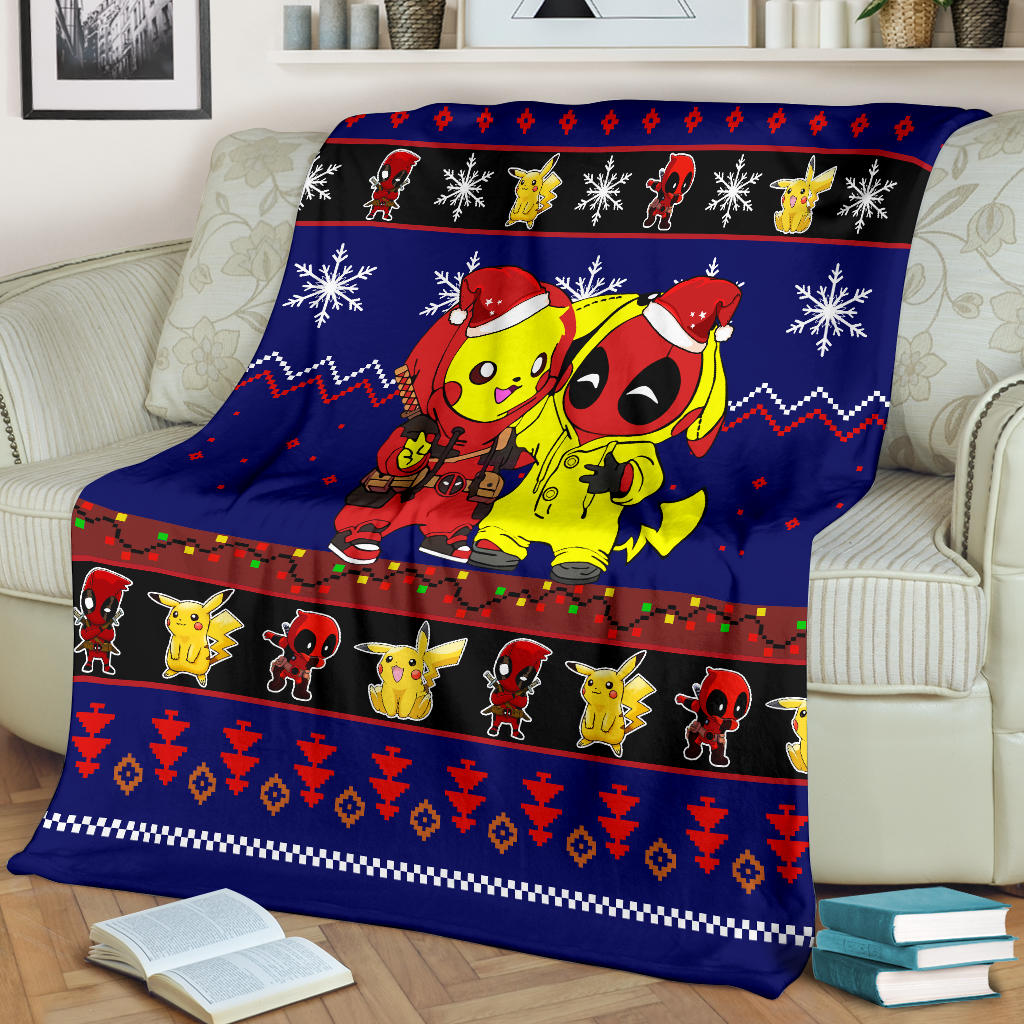 Pikachu Deadpool Christmas Blanket Amazing Gift Idea