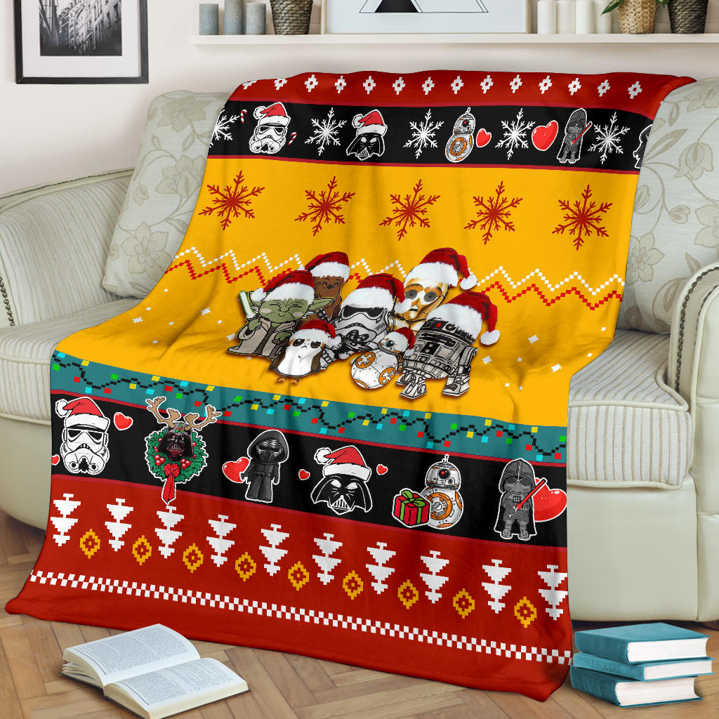 Red Yellow Star Wars Chibi Christmas Blanket Amazing Gift Idea