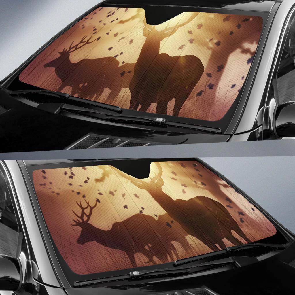 Deers Mystic Sunlight Autumn Sunset Silhouette Hd Car Sun Shade Gift Ideas 2022