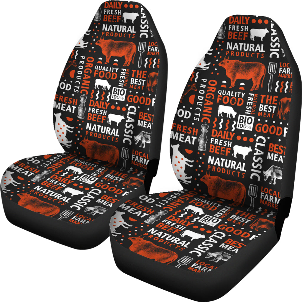 Cow Food Print Car Seat