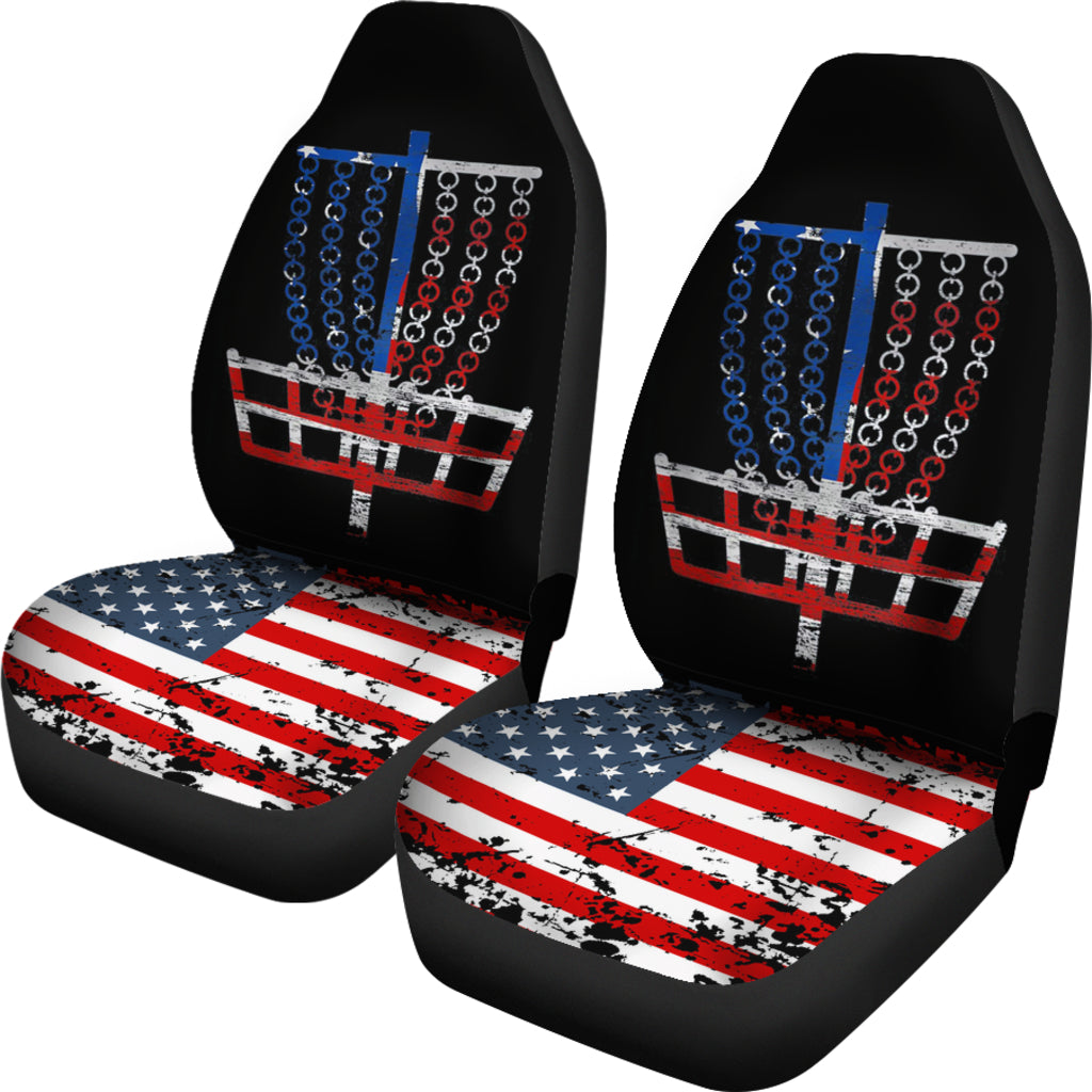 Cool Us Flag Disc Golf Basket Car Seat Covers