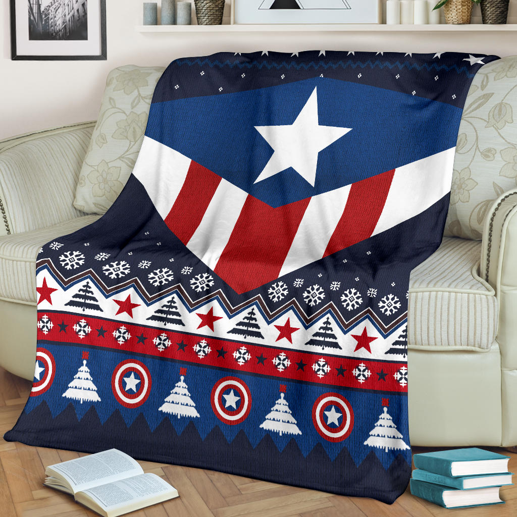 Captain America Ugly Christmas Custom Blanket Home Decor